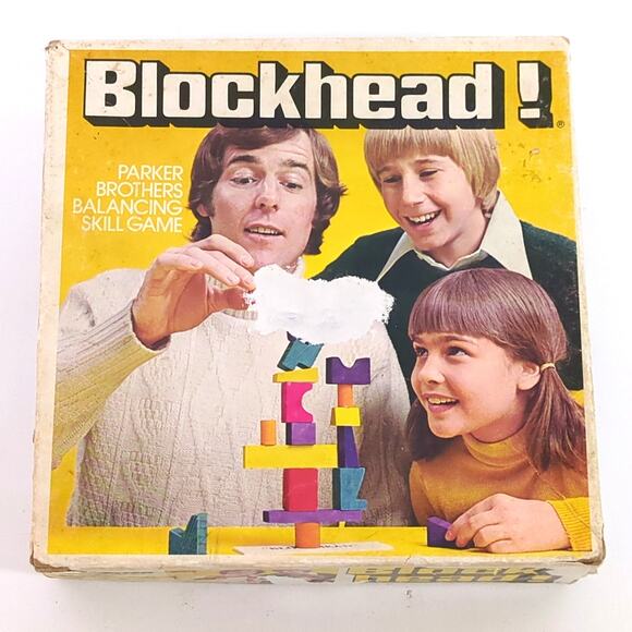 VINTAGE 1975 BLOCKHEAD! Parker Brothers Balancing Game Original Box - Picture 1 of 3